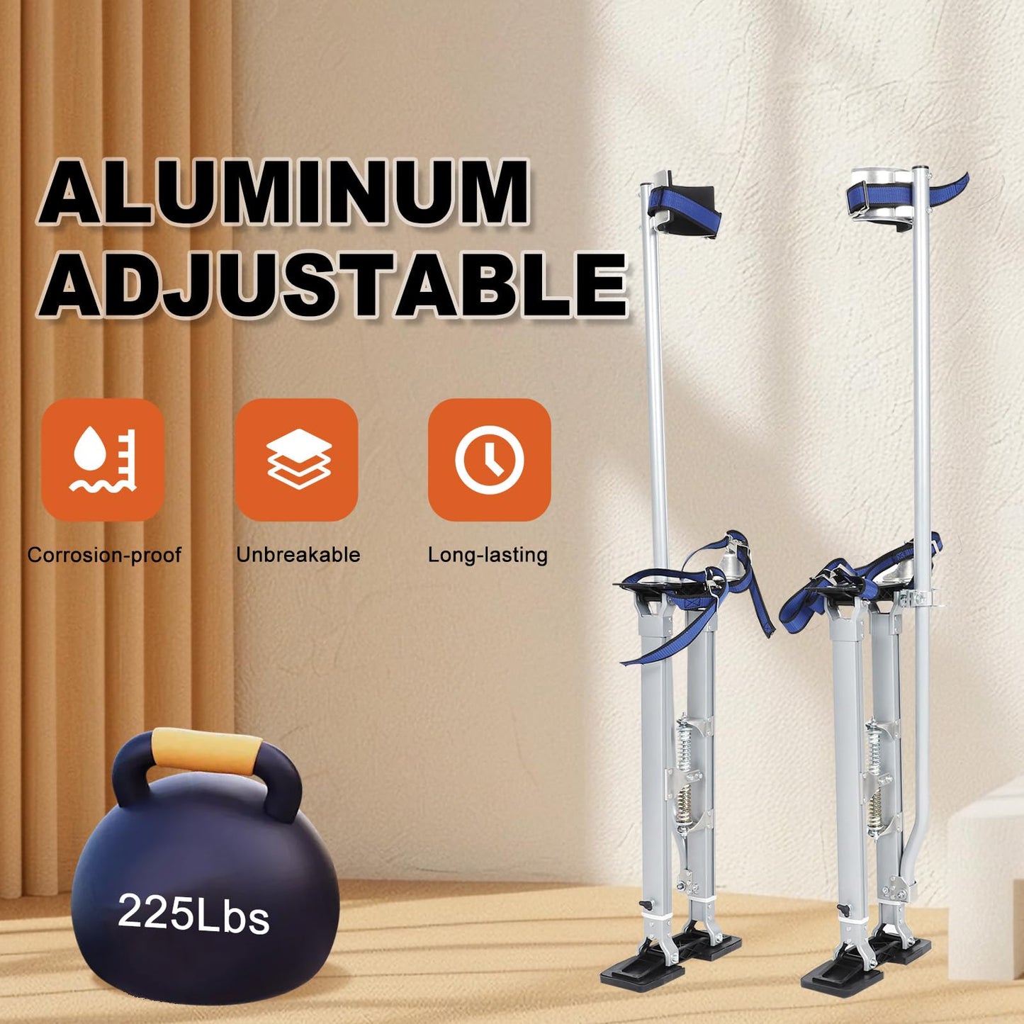 SUPERFASTRACING 24-40 inch Drywall Stilts Aluminum Tool Silver Stilt for Painting Painter Taping Silver