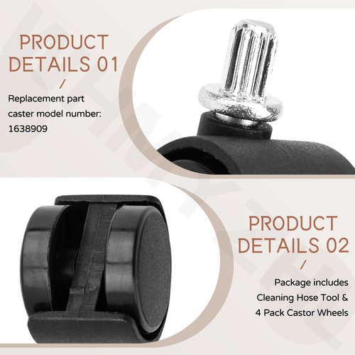 Self-Cleaning Hose Tool & 4 Pack Castor Wheels Compatible with Bissell Little Green HydroSteam Carpet Cleaners 3605 3618 3532
