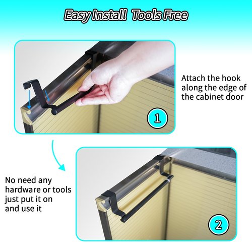 Swedish Dishcloth Holder with EVA Pad,Retractable Space Saving Swedish Dishcloth Hanger Over Cabinet Door,Hole Free,L8.8-14.4*W2.7Inch,Black,1PC