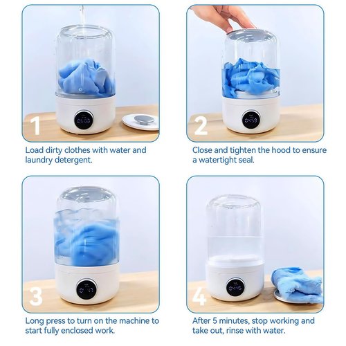 Portable mini washing machine for Underwear & Socks Rechargeable Laundry Machine, Compact Design for Travel, Camping, Baby Clothes (M2 - Pro Version)