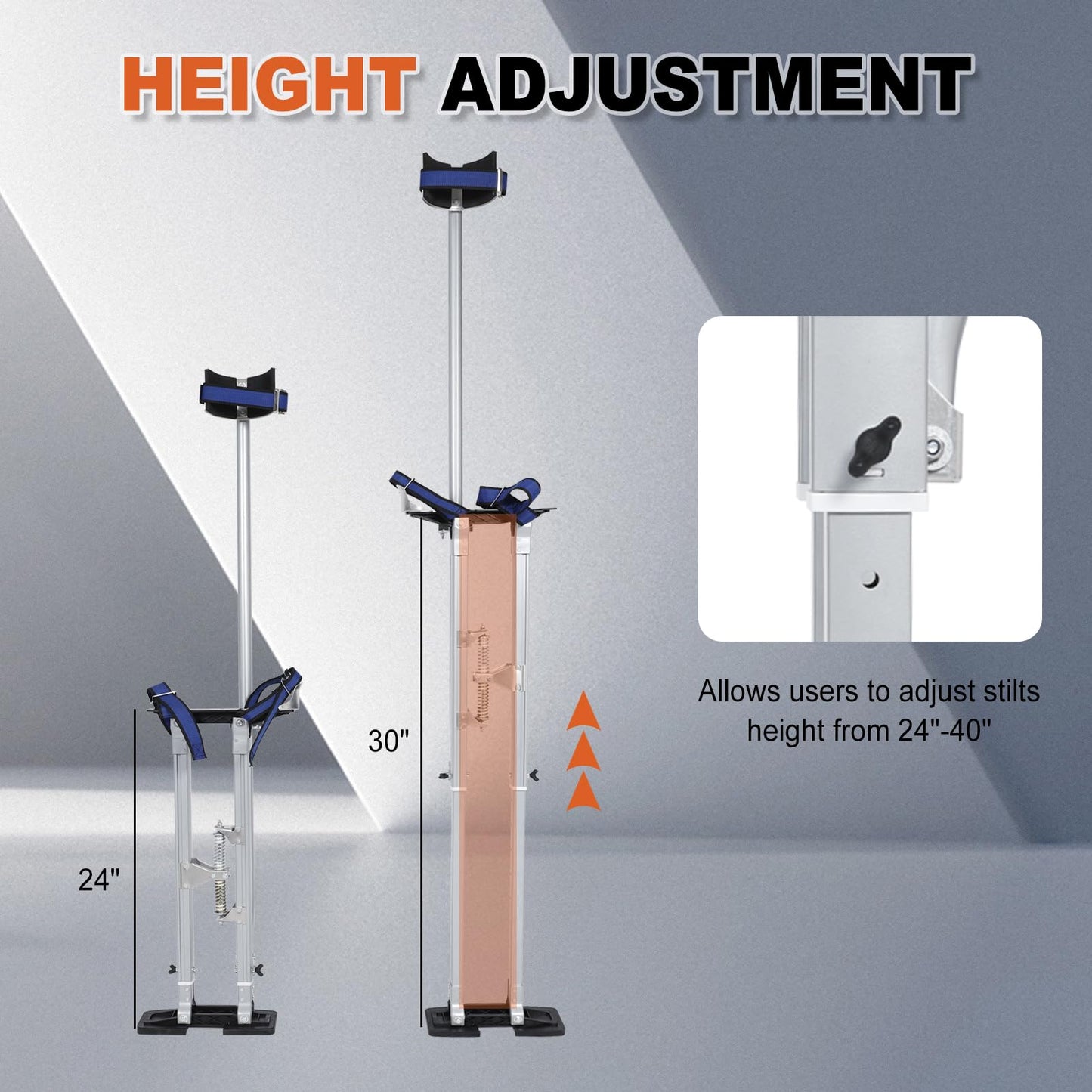 SUPERFASTRACING 24-40 inch Drywall Stilts Aluminum Tool Silver Stilt for Painting Painter Taping Silver
