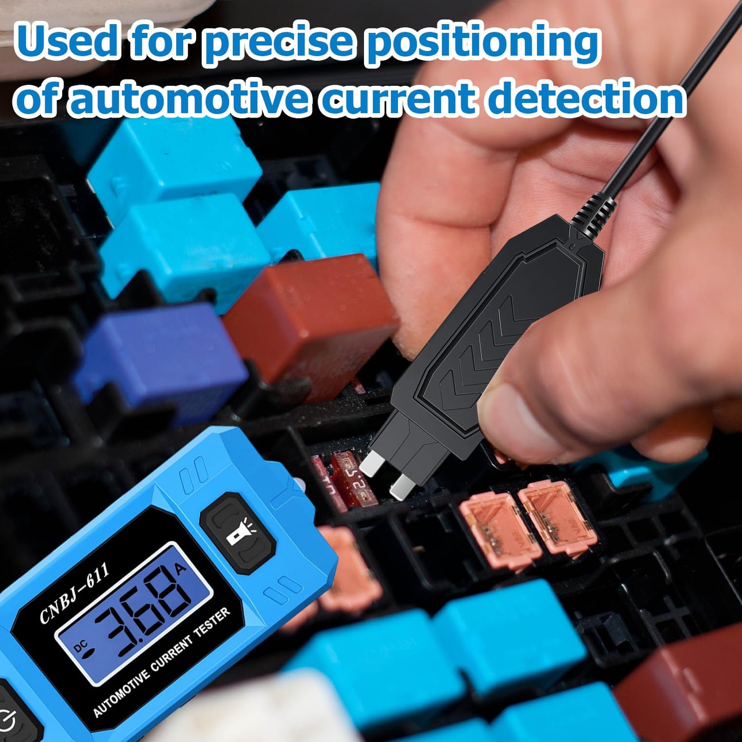Fuse & Relay Tester, 12V/24V Automotive Circuit Fault Probe Tester with High-Precision Current Test & Blue Backlit LCD, Short/Open Finder with Front LED Light for Car, Truck Electrical Diagnostics
