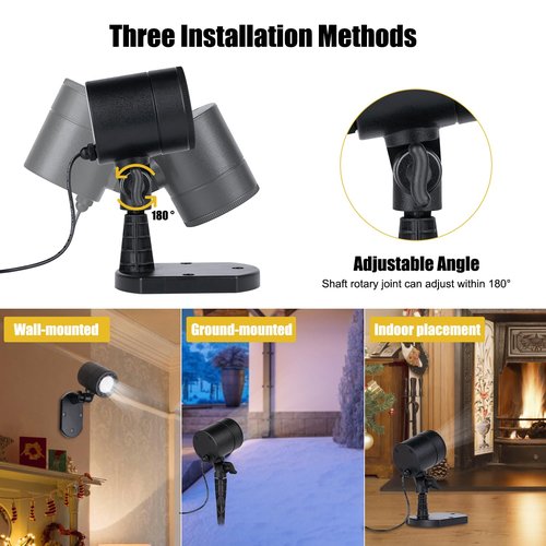 Christmas Snowflake Projector Lights Outdoor, Led Rotating Snowfall Show Lights Waterproof Landscape Decorative Christmas Light Lighting for Xmas Holiday Party Garden Patio Indoor Home Decoration Show