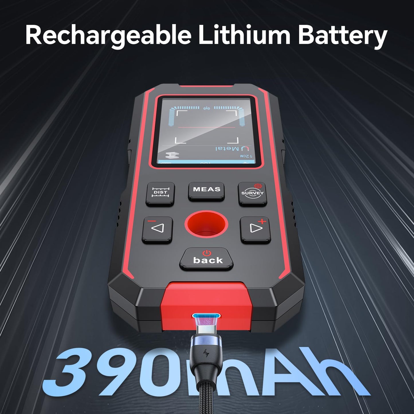 NOYAFA Stud Finder Wall Scanner, 3 in 1 Stud Finder & Laser Distance Meter & Digital Level, Rechargeable Wall Detector for Wood AC Live Wire Metal Studs Detection, Laser Measure 60M/196ft