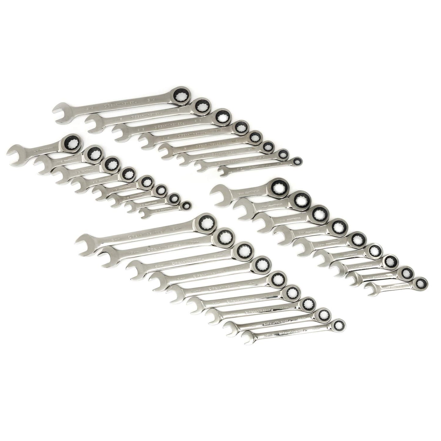GEARWRENCH 34 Pc. Standard & Stubby Ratcheting Wrench Set, SAE & Metric - 85034
