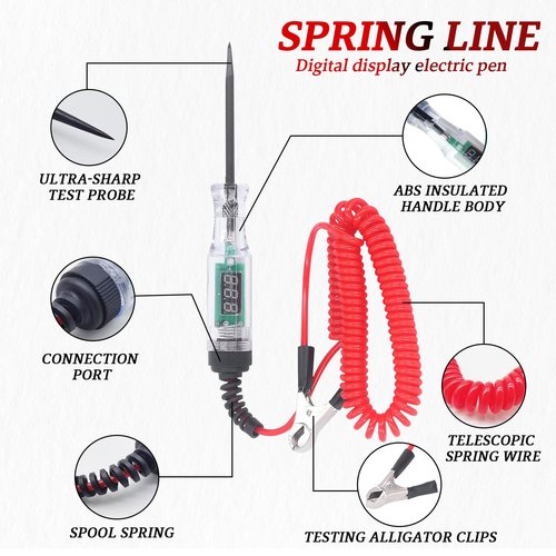 Test Light Automotive Digital Fuse Tester 5-120V – Automotive Voltage Tester with LED Display, Piercing Probe, Electrical Voltage Test Pen for Car, Truck, RV, Boat Circuit Testing 6V 12V 24V