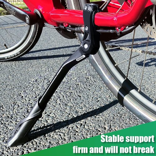 RBRL Bike Kickstand, Stable Durable Aluminum Alloy Bicycle Kickstand, Suitable for 24-29 Inch Mountain Bike, Road Bike, E-Bike, Heavy Duty Load 100lbs, Adjustable Length Bike Stand