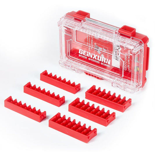 Geinxurn 1Pc Red Storage Box Case, small parts box with detachable divider, Screwdriver Bit Set Box