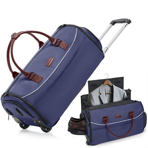 Fanwoli 3-in-1 Rolling Garment Bag for Travel, Wheeled Carry-On Luggage with Shoe Storage & Detachable Organizer, Wrinkle-Free Compartment for Suits/Dresses/Wedding Gowns, Fits Most Airline Size tingting