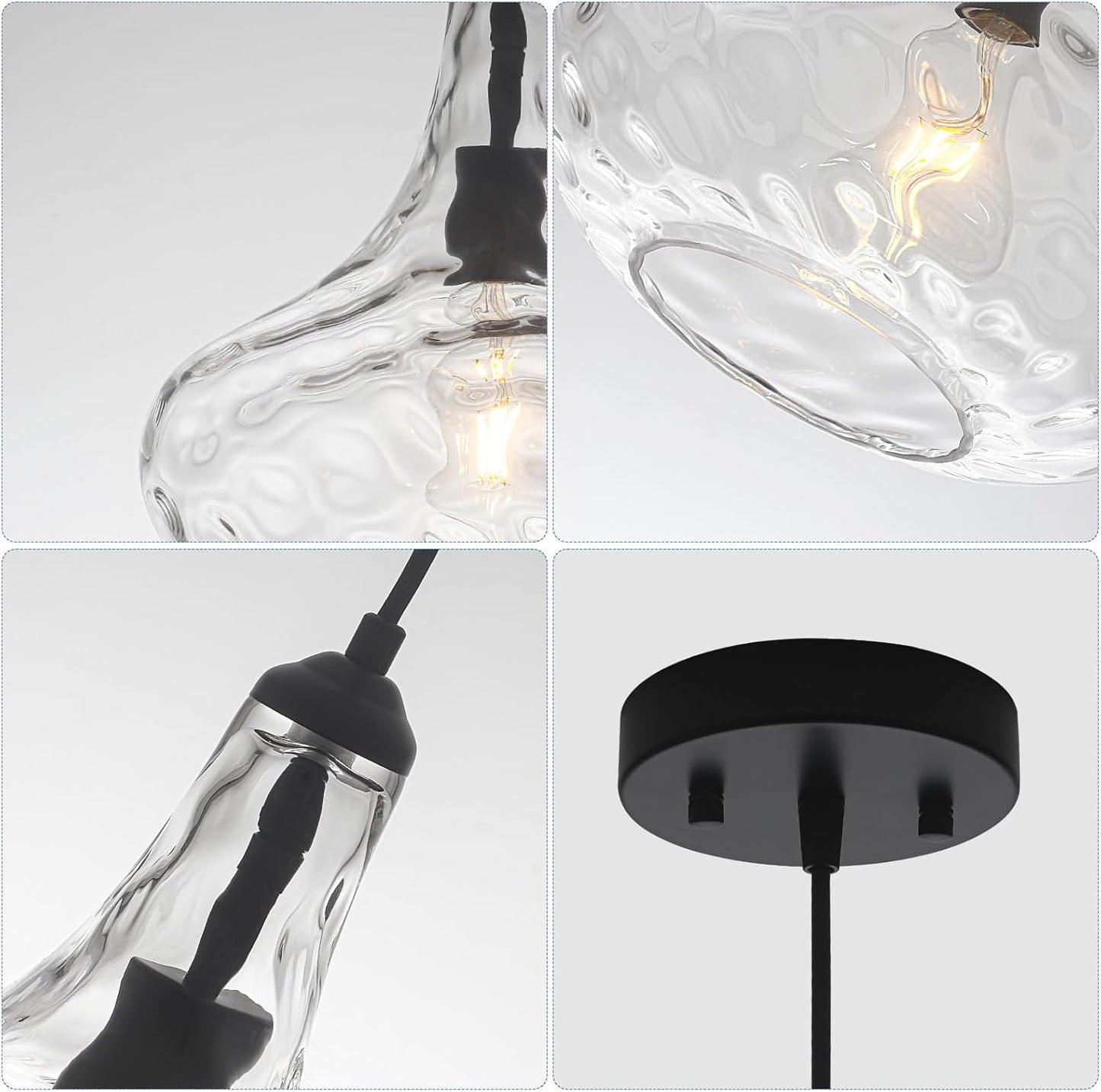 9.3" Blown Glass Pendant Lighting for Kitchen Island,Black Large Pendant Light Fixture with blown Thickened Glass,1 Light Farmhouse Hanging Light for Hallway,Bedroom, Living Room Tall 14 inch