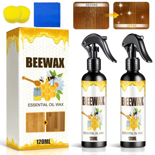 G · PEH 2PCS Natural Beeswax Care Spray & Restorer: Beeswax Spray Furniture Polish, Wood Cleaner,Natural Wood Furniture Polish for Floor, Tables, Cabinets (240ml+Sponge+Cloth)