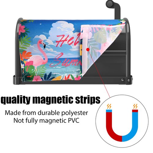Tropical Flamingo Magnetic Mailbox Cover, 21x18 Inch Standard Size Summer Beach Magnet Mailbox Wraps Post Letter Box Cover for Outdoor Garden Yard Farmhouse Home Decor