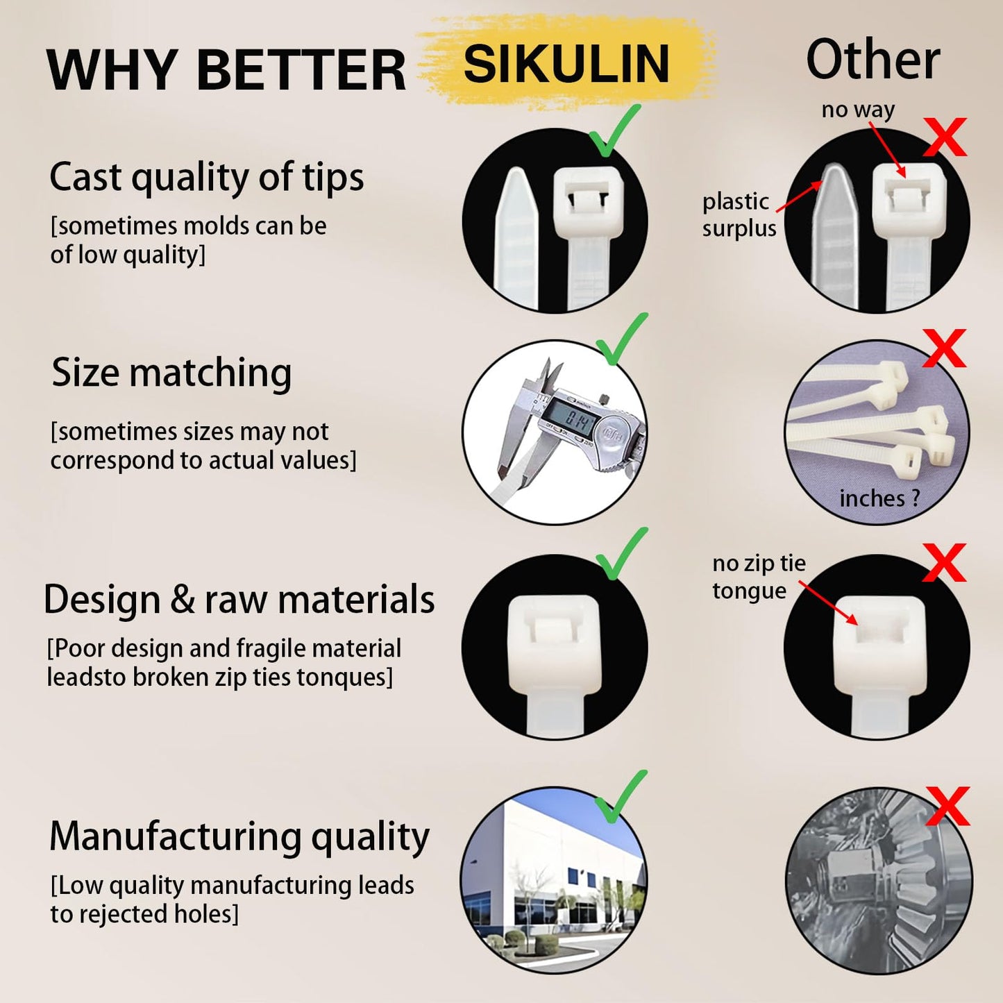 White Zip Ties Assorted Sizes 4+6+8+12 Inch, 400 Pack, Clear Zip Ties, White Cable Ties, Zipties Clear, UV Resistant Wire Ties, Plastic Ties, Tie Wraps Assorted Sizes, SiKuLin