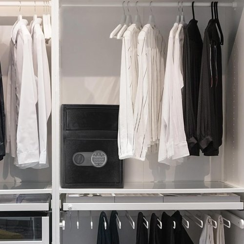 1.9 Cu.Ft Heavy Duty Drop Safe with Drop Slot for Business, Depository Safe for Money with Drop Slot, 13" x 11"x 9.8", Office Safe for Money and Mail, Black