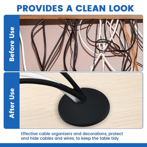 SDTC Tech 3-Pack 1 inch Desk Hole Wire Grommet Black Plastic Cable Cord Cover Organizers