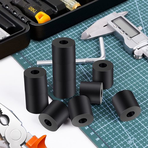 Rubber Spacer 1 Inch OD x 3/8 Inch ID x 1 Inch Thickness Rubber Bushing Round Thick Washers Spacers Anti Vibration Neoprene Rubber Cylinder with Hole for Home Hardware Car Accessories - 6 Pcs