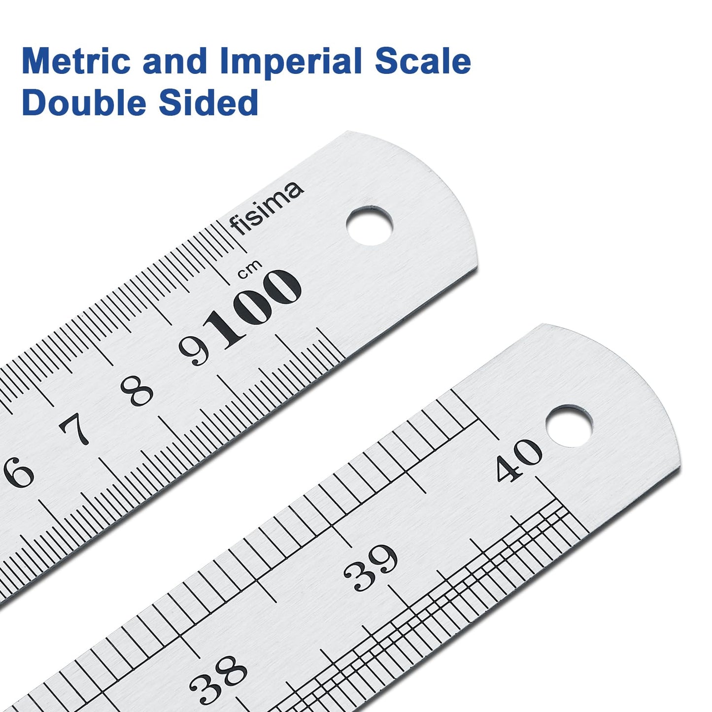 Fisima Large Stainless Steel Ruler Rule Measure Straight Edge 1 Metre Meter 40" 100cm