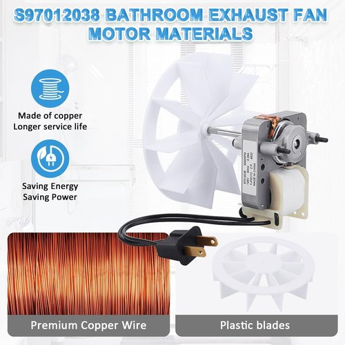 S97012038 Bathroom Vent Exhaust Fan Motor Replacement Electric Motors Kit Fit for Broan 659 662 663 668 678 688 50CFM 97012038 Exhaust Fan Motor 120V 3000RPM 60HZ 0.29A