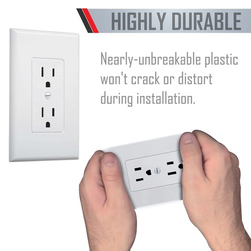 TayMac MW2500W Single-Gang Wallplate Non-Metallic Decorator Cover One Grounded Duplex, White Smooth(Pack of 5)