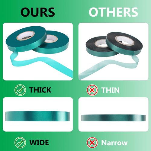 Generic Stretch Tie Tape Roll, 2 Pack Total 300 Feet 1/2"" Garden Tie Tape Thick Sturdy Garden Plant Ties Green Vinyl Plant Ribbon Gardening Tools Green Garden Roll for Indoor Outdoor Patio Plant Use