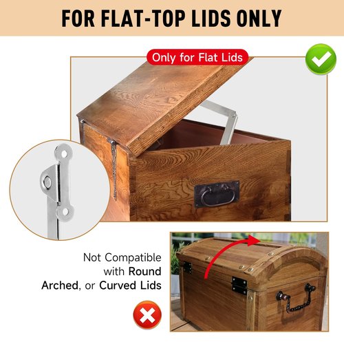 2 Pack | Toys Box Hinges Soft Close - HBL’ Lid Support Chest Hinges for Wooden Toy Box, Cedar, Storage Trunk & Benches, Made of Zinc Alloy, Safety & Heavy Duty.