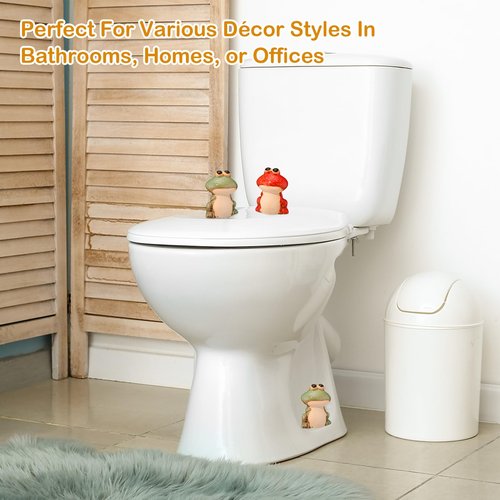 Leinuosen 2 Pcs Frog Toilet Bolt Caps Ceramic Bowl Bolt Covers Decorative Cute Red and Green Toilet Screw Knob Cover Caps Functional Bathroom Accessories Set for Bathroom Decor Easy to Install