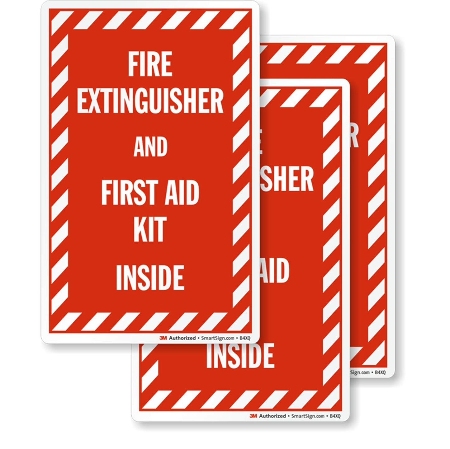 SmartSign Fire Extinguisher and First Aid Kit Inside Label | 3M Engineer Grade Reflective Decal, Set of 3, Made in USA