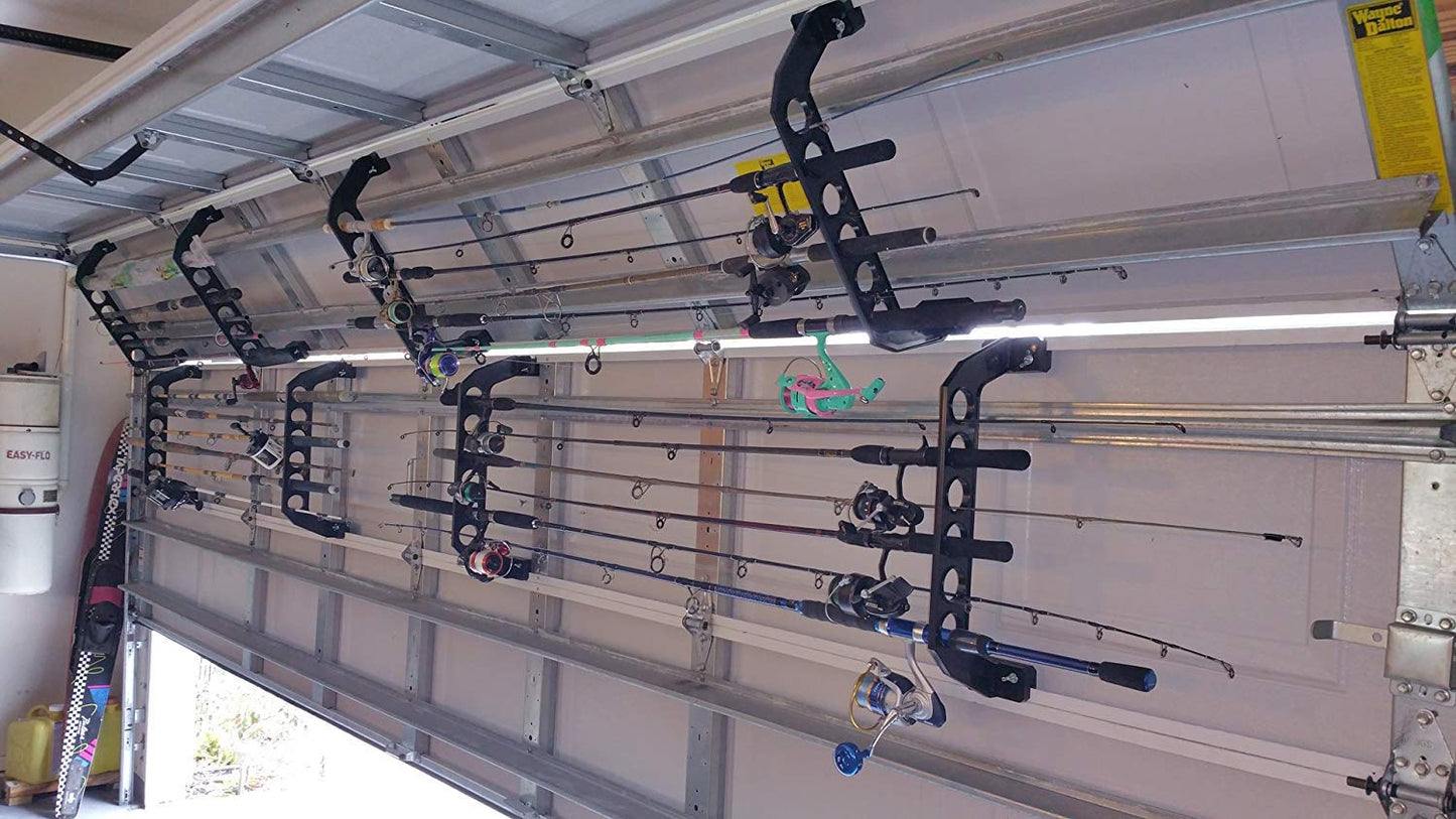Cobra Storage Garage Door Storage Rack - 21" Black ABS Plastic Fishing Rod Holder - Ultimate Garage Organization for Fishing Gear and Equipment, Saltwater Fishing Gear