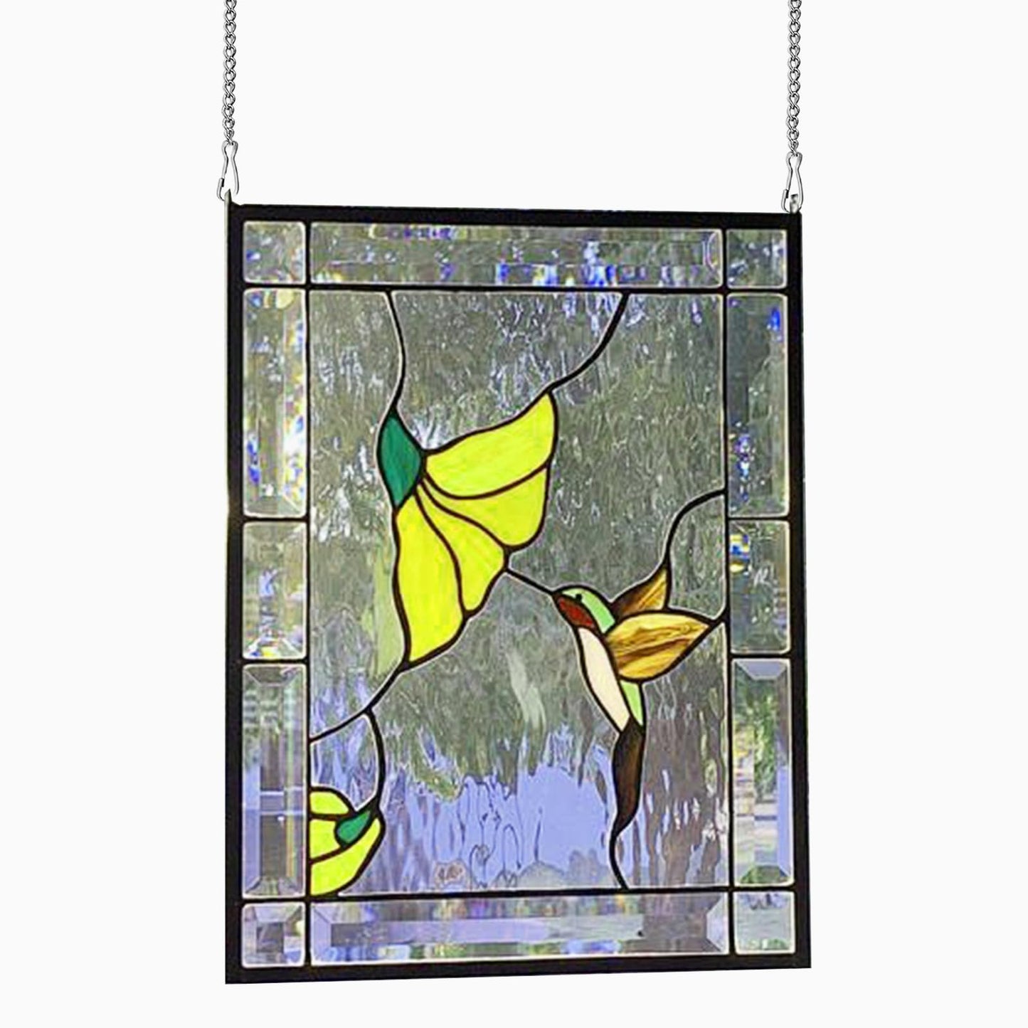 6 Pcs 20 Inch Stained Glass Window Hanging Chain - Silver 304 Stainless Steel Hanging Chain, Window Art Decor, Patio Garden Outdoor Decorative Hanging Glass Panels Chains