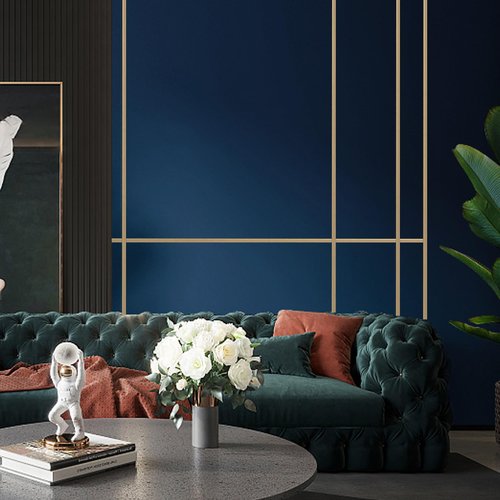 QDYMXUN Glossy Gold Peel and Stick PVC Molding Trim, Flexible DIY Wall Accent Strip for Mirror Frame, Cabinet, Edges & Borders and Tiles (197''L x 0.8''W)