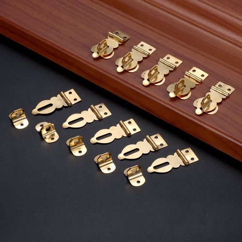 dophee 10Pcs Brass Solid Padlock Hasp, Mini Decorative Hasps Buckles with Screws for Wooden Box Jewelry Box Wine Gift Case Chest Suitcase, 1.06"x0.75"