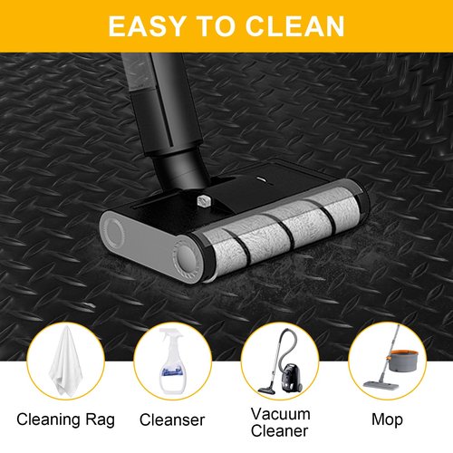 Grandroad auto 8x20 FT Garage Floor Mat, 2.8mm Thickened Flooring Roll Diamond Plate PVC Rubber Trailer Mat with 20 Pcs Tapes, Non-Slip Floor Protector Mat for Garage, Warehouse, Gyms, Trailer, Black