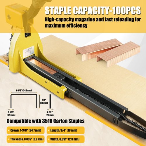 HB3518 Manual Carton Closing Stapler, 16 Gauge 1-3/8-Inch Crown, 3/4-Inch Length Carton Staples, Carton Stapler, Corrugated Carton Staple Gun for Closing Cartons Folding Boxes