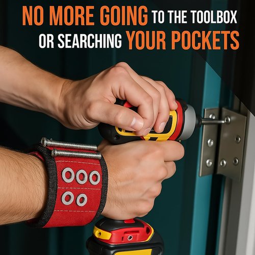 Wrist Tool Holder for Screws, Nails, Bolts - Adjustable Fastener Organizer with Embedded Magnet Strips - Ideal for Construction & Workshop Use