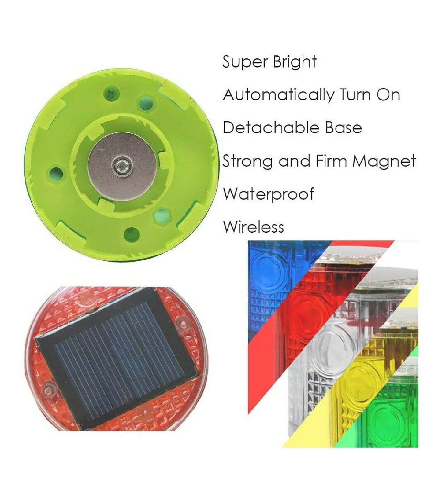 Solar Strobe Warning Light, with Strong Magnetic Base High Bright LED Flashing 360° Wireless Control Automatically Turn On Waterproof IP65 for Construction, Traffic, Factory, Safety Sign (White)