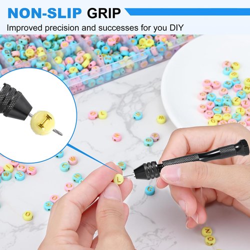 26 PCS Micro Drill Bit Set, Pin Vise Hand Drill Manual Jewelry w/Micro Drill Bits (0.5mm-2.5mm), Rotary Craft Drill for Jewelry Making, Resin, Wood, Plastic, Miniature, Beads, Clay