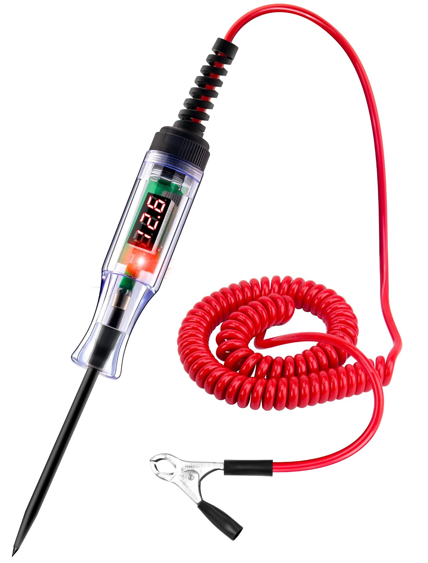WINAMOO Automotive Test Light 5-90V Digital LED Circuit Tester with Voltage Display, Auto Bidirectional Light Tester, Electrical Voltage Tester with Extended Spring Wire & Probe for Car/RV/Vehicles