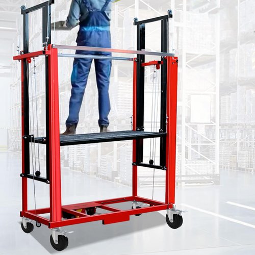 5 Inch Scaffolding Wheels Set of 2, Heavy Duty Baker Scaffold Wheels with Dual Locking Brakes, 1-1/4" Square Stem Rolling Scaffolding Caster, 440LBS Capacity Per Wheel for Scaffold Workbench Shelves