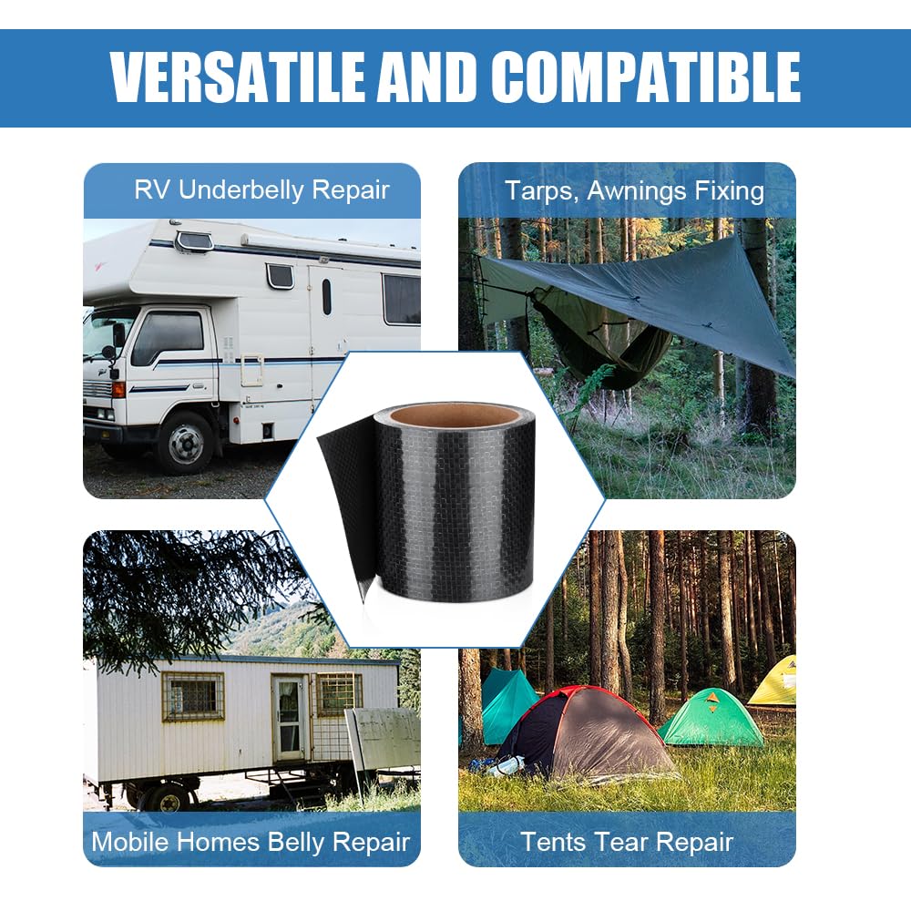 Ramkle RV Underbelly Tape, 4" x 20' RV Underbelly Material, Waterproof Tape with Permanent Sealing Adhesive for RV, Camper Travel Trailer, Mobile Home, Tear Repair Patch