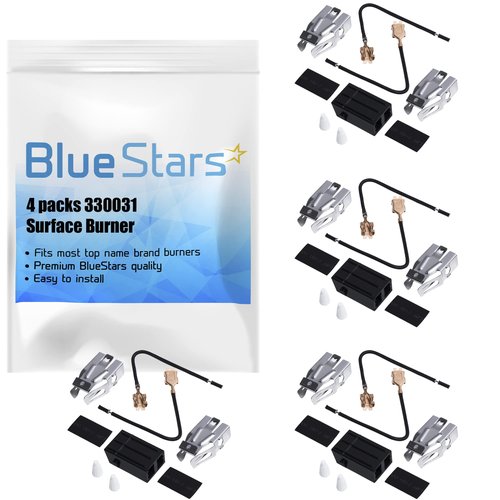 BlueStars 330031 Range Burner Receptacle Kit Replacement - Compatible with Whirlpool Kenmore Range/Stove/Microwave Oven - Replaces AP3075808 814399 5303935058 5301167733 WB17X210- PACK OF 4