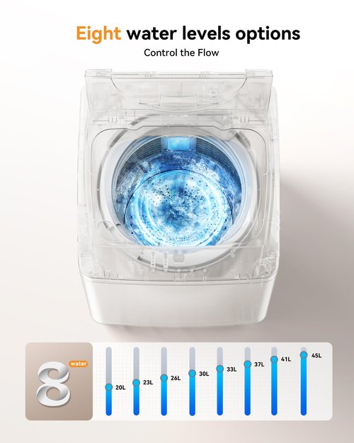 Gleedelish 1.59 Cu. Ft. Portable Washing Machine, 11 LBS Capacity Portable Washer with 8 Washing Cycles, 8 Water Levels, Drain Pump, LED Display, Washing Machine for Apartment, Dorm, RV, Gray