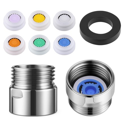 7 PCS Shower Head Flow Restrictor, Gpm 1.1/1.5/1.8/2.0/2.1/2.6 Shower Flow Reducer Limiter Set Showers Pressure Reducer with 2 PCS Washers and 1/2 Inch Restrictor Valves for Hotel Bathroom Toilet