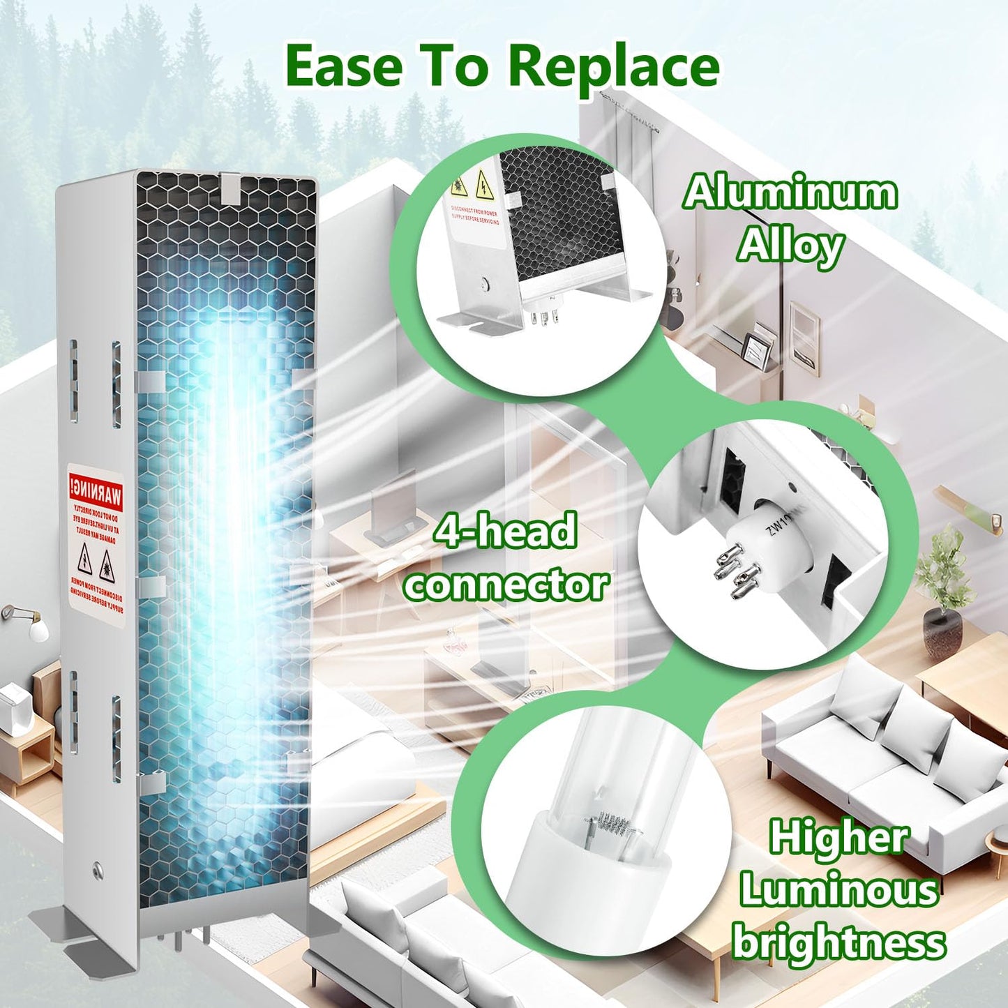 BlueDate Air Scrubber Advanced Photocatalytic Oxidation (PCO) 9 Inch Replacement Cell and Üν Bulb, Ozone Free Suitable for ActivTek InDuct 2000, A1013A, A1013C, A1013P, A1013Q, A1013U, 1 Pack