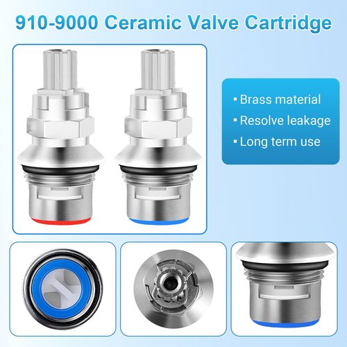 2 Pack 910-9000 Ceramic Disc Cartridge Replacement, Compatible with Price Pfister Hot & Cold Ceramic Valve, Faucet Cartridge, for 2 Handle Lavatory and Kitchen Faucets, 12 Point Broach﻿