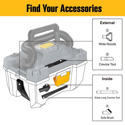 20V Cordless Vacuum Cleaner-Wet/Dry Shop Vac,2.6 Gallon Capacity,Compatible with DeWALT Batteries (Battery Not Included),Ideal for Cleaning Car,Home Spaces,and Workshops RCSV-20
