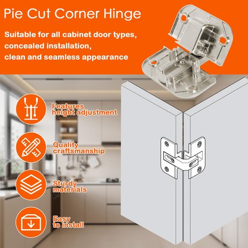 Adjustable Concealed Pie Cut Corner Cabinet Hinge, Lazy Susan Hinges for Cabinet Door, Replacement for Mepla SSP 17, 19 and 21 Series Hinges