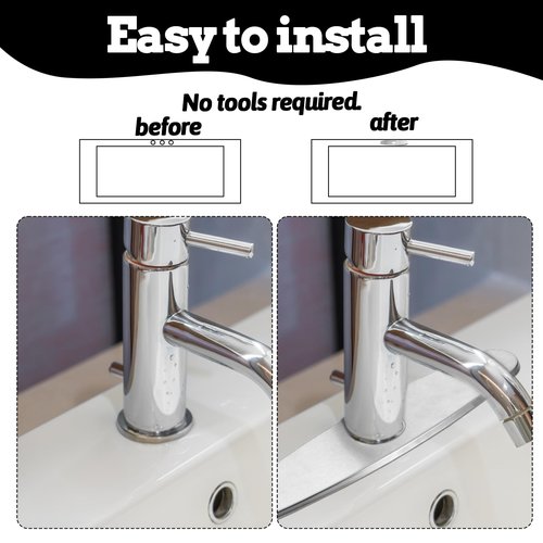 Kitchen Sink Faucet Hole Cover, Sink Hole Cover Plumbing Cover Plates Deck Plate Escutcheon for Kitchen Faucet Modern Silver Stainless Steel(10 inch)