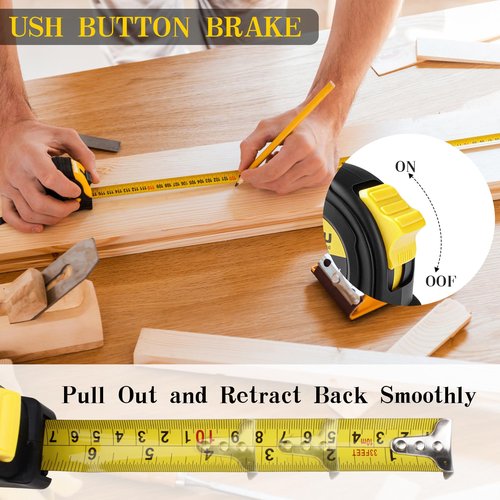 Steel Tape Measure Body 25 Ft Metric/Imperial Self Centering Mini Soft Measuring Tape with Retractable Blade and Lock Button
