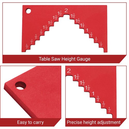 Saw height gauge For wood working calibrating table saw and router table tools,Table Saw Measuring Range 1/8“ to 2 I”, 1/4“ to 2 ”Suitable for firm standing (red)