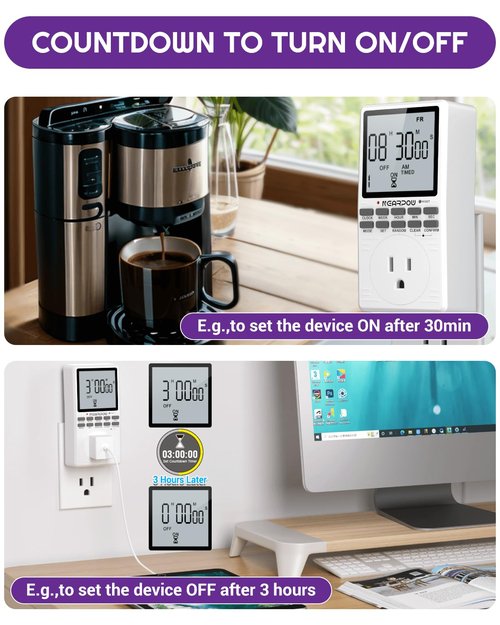[2 Pack] Outlet Timer, NEARPOW Multifunctional Programmable Timer with Countdown and 7-Day Digital Infinite Repeat Cycle Intermittent, 19 ON/Off Programs for Electrical Outlets, 3 Prong, 15A/1800W